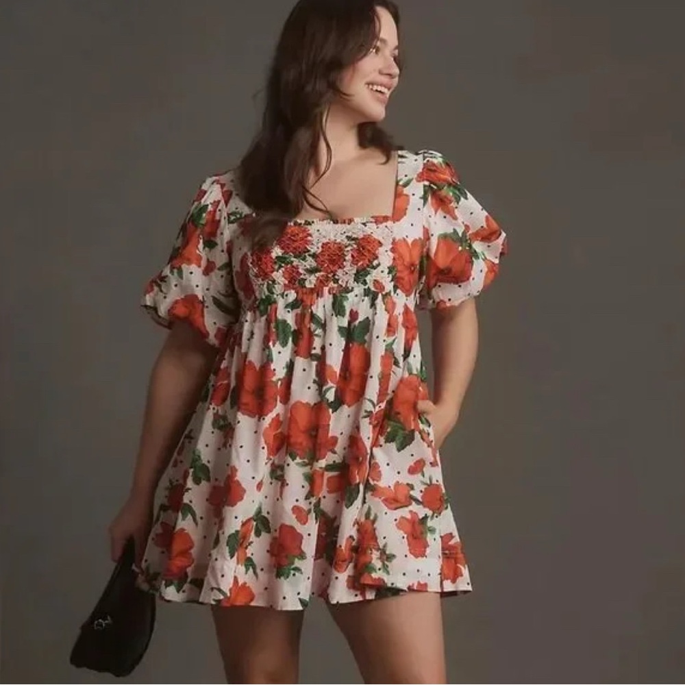 Maeve Red Floral Anthropologie Dress